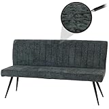 Mendler Sitzbank HWC-K16, Esszimmerbank Bank Polsterbank, Rückenlehne Stoff/Textil Chenille Metall 160cm - blau-grün