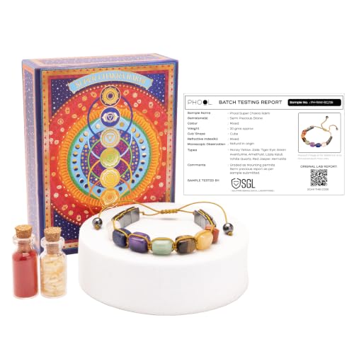 Image of Phool Super Chakra Rakhi for Brother with Pyrite Stone | 7 Chakra Healing Crystal rakhi Bracelet | Lab Certified | Sacred Gemstone Beads with Roli Chawal | Adjustable Raksha Bandhan Rakhi Gift for Bhai