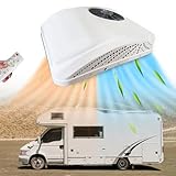 Ar condicionado RV de 24 V com calor 8,5 K BTU universal para trailer, unidade CA de ar-condicionado CC, combinação de aquecedor A/C, silencioso 2 em 1, aquecimento e resfriamento para caminhão