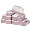 Narwey 7 Set Packing Cubes for Travel Carry on Suitcase Luggage Organizer Bags for Kids Women Men, Durable Packing Organizers Bag, Travel Essentials Accessories Dusty Pink
