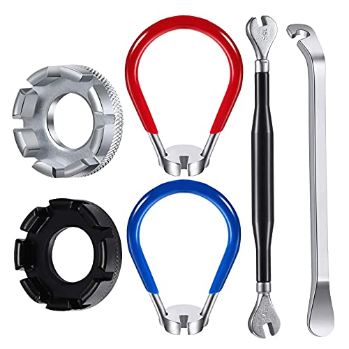 PhoenixDN 6 Pcs Outil pour Rayons de Vélo, Vélo Outils Levier Démonte, Clé de Roue de Vélo, Outil de Clé à Rayon, Roue Outils de Réparation pour Réparer Les Rayons de Vélo 10-15G Cover