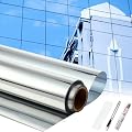 Pushglossy 48 Inchx26 Ft One Way Window Tint Film Privacy Daytime Reflective Mirror Window Sun Blocking Thermal Insulated Film Heat Control Static Cling Window Tint Anti UV Home Office (Silver)