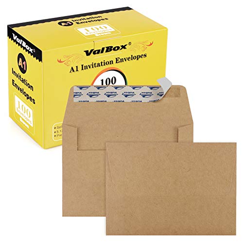 ValBox-Invitation-Envelopes-100-Qty-Kraft-Envelopes-Self-Seal-for-Invitations-Photos-Wedding-Announcements-Thank-You-Notes-RSVP-Greeting-Cards