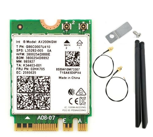 DIGISHUO WiFi 6 Laptop Upgrade Card Dual Band AX200NGW with Two Antenna 2.4Gbps 802.11ax Wireless AX200 WiFi Card Support Bluetooth 5.2 No vPro