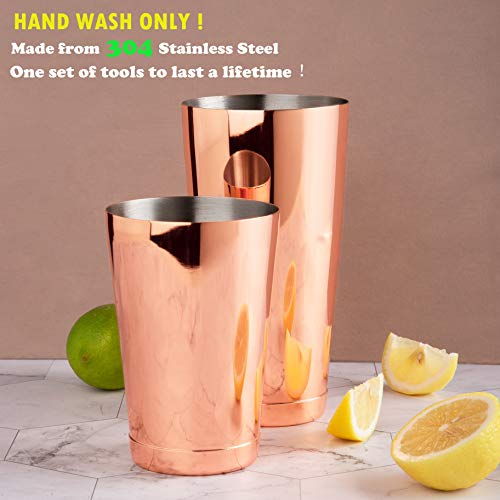 Copper Boston Cocktail Shaker Set: 2 Piece Bartender Kit: 18Oz & 28Oz Weighted Martini Shaker Tins Made From Stainless Steel 304 #TOP1