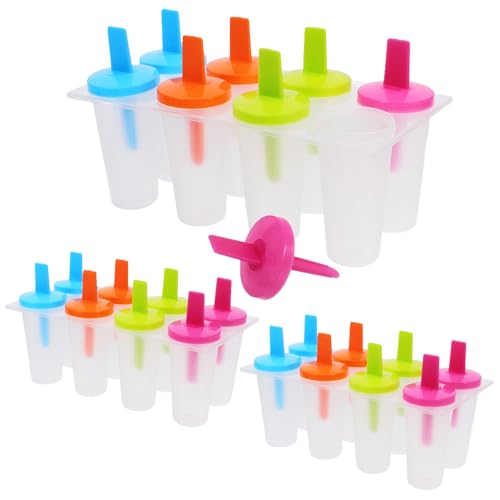 DECHOUS Small Plastic Popsicle Molds: 24-cavity Reusable Homemade Ice Popsicle Maker Easy-Release - Freezer Pop Molds with Sticks for Party Yogurt Juice Smoothies Sticks