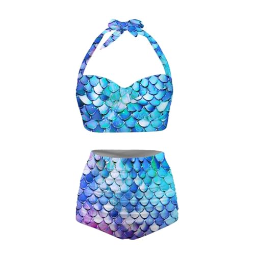 Womens Swimsuit Set High Waisted Bottom 2 Piece Bikini Wrap Front Bathing Suit Swimwear Tummy Control S-2XL2