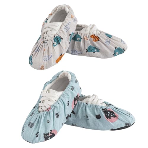 JYNXOR 2 Pièces Surchaussures Lavable, Réutilisable Chausson Invité, Tissu de Flanelle Couvre Chaussure, Semelle Antidérapante Surchaussure, Protege Chaussure, pour Maisons, Bureaux, Bibliothèques