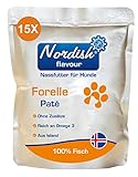 100% ohne Zusätze Nordish flavour Forelle Nassfutter für Hunde aus 100% isländischem Fisch  Getreidefrei, Zuckerfrei  Forelle 15x300g