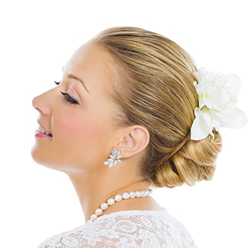 Airiqi Wedding Earrings For Brides Bridal Earrings For Wedding Bridesmaid Earrings, Rhinestone Earrings Dangling Silver Prom Earrings Cubic Zirconia Earrings Wedding Jewelry For Bride (Silver 01) #TOP1