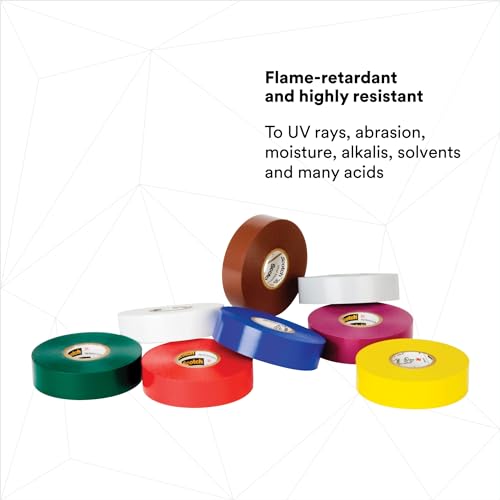 Scotch Electrical Tape Rainbow Pack: 3/4 in. x 66 ft. (Rainbow Pack Colors) / 9 Rolls [9 Rolls/Pack] by J.V. Converting - Used condition - Image 5