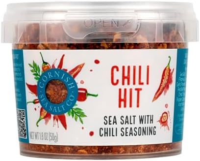 Cornish Sea Salt Chili Hit Seasoning | Cooking & Hydration | Hand-Harvested in Celtic Waters | 1.8 oz Resealable Tub (Pack of 1)