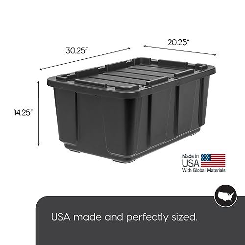 IRIS USA 589090 27 Gallon Utility Tough Stackable Plastic Storage Tote, Black (4 Pack) - Image 4