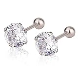 4mm Cubic Zirconia Stud 925 Sterling Silver Screw Backs Earrings for Women Men Cartilage Earrings CZ Stud Earrings Helix Earrings Cartilage Piercing for Sensitive Ears Jewelry Gift for Girls Teens