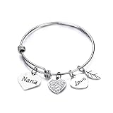 Luvalti Grandma Nana Love Heart Charm Bracelet Adjustable Bangle Gift for Women