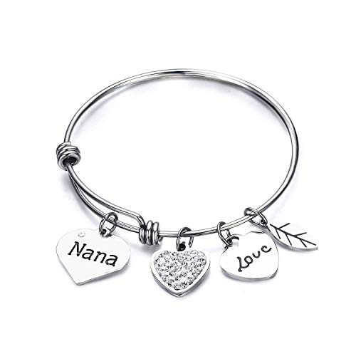 Luvalti Grandma Nana Love Heart Charm Bracelet Adjustable Bangle Gift For Women #TOP4