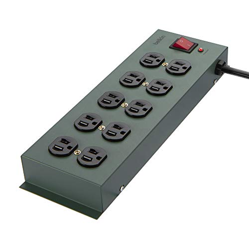 Belkin Power Strip Surge Protector - 10 AC Outlets, 15ft Heavy Duty Metal Extension Cord with Wall Mount Holes for Home, Office, Travel, Computer Desktop, Laptop & Phone Charging Brick - Thumbnail 3