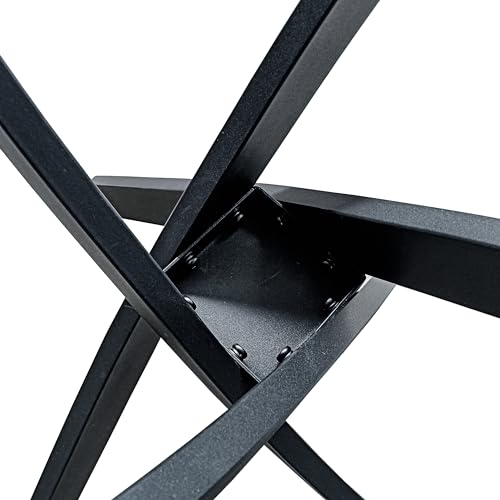 Image of 5 Piece Dining Table Table Set, Tempered Glass Dining Table Set for 4 Kitchen Table Set with 4 Upholstered High-Back Chairs for Kitchen Dining Room (Black Table with White Chair)