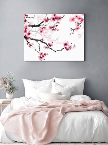 Vandaluuki アートパネル 和風 花 桜の木 水彩 田園 アートボード ポスター 60x50cm 壁掛け 壁画 壁飾り 部屋飾り 飾り絵 絵画 インテリア ソファの背景画 完成品 モダン 現代 玄関 部屋 リビングルーム ギフト