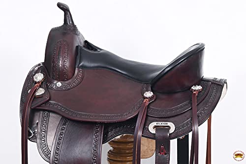 Hilason 15 Inch Flex Tree Western Horse Saddle American Leather Trail Chocolate Brown | American Saddle Horse | Adult Youth Horse Saddle | Horse Saddle Western #TOP3