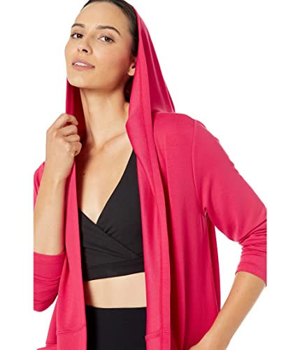 Skechers Women's Skechluxe Restful Hoodigan Hooded Cardigan, Raspberry Wine, Small