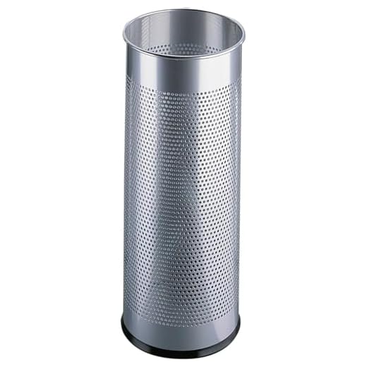Durable 335023 Portaombrelli in Acciaio Verniciato, Capacità 28.5 Litri, 620x260 mm, Argento
