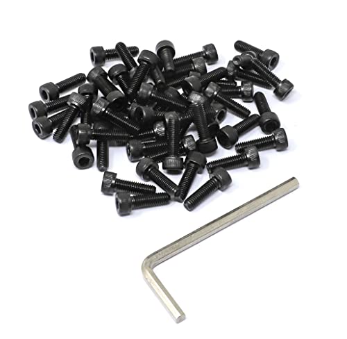 Image of iexcell 50 Pcs M5 x 16mm Thread Pitch 0.8 mm Alloy Steel 12.9 Grade Hex Socket Head Cap Screws Bolts Kit, Black Oxide Finish