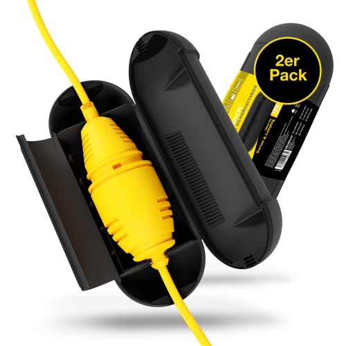 NEUBACH® [2er Pack] Kabelbox wasserdicht I 6,5 bis 9mm Kabel-Ø I IP54 Schutzklasse für Outdoor-Einsatz I Absolut zuverlässiges und robustes 2er Pack Stecker Schutzboxen, Kunststoff