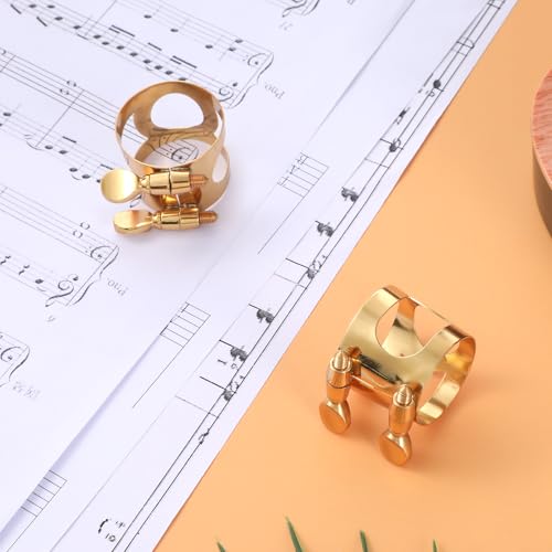 2 Pcs Gold Clarinet Ligature B Flat with Adjustable Screws, Gold Bb Clarinet Mouthpiece Ligature, Bb Accessory Ligatures Mouthpiece Ligatures for Clarinets Mouthpieces Woodwinds Instrument