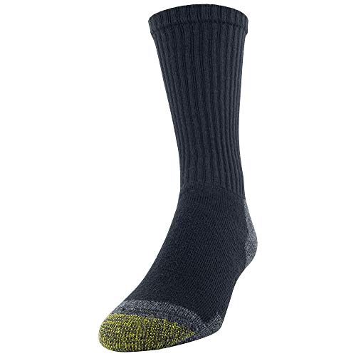 GOLDTOE Men's 656S Cotton Crew Athletic Socks, Multipairs, Black/Grey Work (6-Pairs), Large - Thumbnail 2