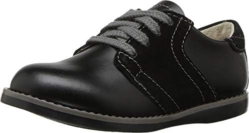 FOOTMATES Conner Lace-Up Saddle Oxford Boys and Girls Dress Walking Shoes with Wide Toe Box and Custom-Fit Insoles, Non-Marking Outsoles - for Toddlers and Little Kids, Ages 1-8, Black 13 Little Kid