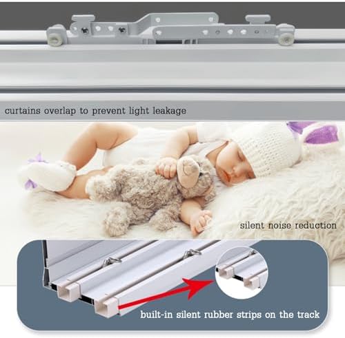 Double Curtain Tracks, 9.8ft Three-in-One Curtain Rod System with Adjustable Double Rails, Customizable Length for Living Room, Bedroom, Kitchen, Wall-Mounted Solution (2m/6.6ft)