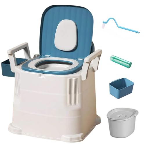 SAYEYBU Nachtstuhl, Mobile Toilette für Erwachsene, Sicherheits-Toilettenstuhl mit Abnehmbaren Armlehnen, Rutschfester Toilettenstuhl für Senioren und Menschen mit Behinderung,Standard Model