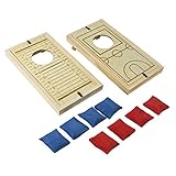 Mini Cornhole Game Tabletop Cornhole Set – Includes 2 in 1 Board and 8 Cornhole Bags,for Kids and Adults