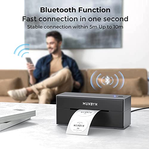 Munbyn Bluetooth Thermal Shipping Label Printer, 129B Wireless 4X6 For Small Business, Support Android, Iphone, Macos, And Windows, Widely Used For Ebay, Etsy, Shopify, Usps #TOP1