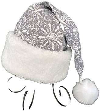 Silver Snowflake Jack Frost Santa Hat, Novelty Santa Hat, Christmas Hat