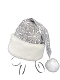 Silver Snowflake Jack Frost Santa Hat, Novelty Santa Hat, Christmas Hat