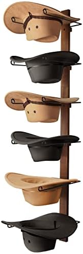 TIPSYTREE Cowboy Hat Holder Cowboy Hat Rack,6 Pieces Hat Rack for Cowboy Hats with Wooden Board, Metal Cowboy Hat Holder Wall Storage Hat Holder Organizer for Hat Collection Room Décor
