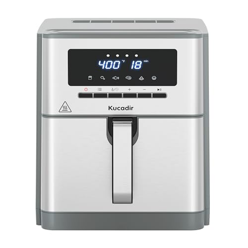 Comparison: Best Air Fryer For Large Family Of 6 3 Air Fryer 10 Quart, Large Air Fryer for Families, 6 Cooking Functions AirFryer, 400°F Temp Controls in 5° Increments, Ceramic Coated Nonstick Basket and Crisper Plate, Dishwasher-Safe, 1700W, Grey