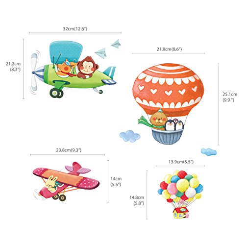 DECOWALL-DAT-1406B1506B-Animal-Hot-Air-Balloons-and-Biplanes-Kids-Wall-Stickers-Wall-Decals-Peel-and-Stick-Removable-Wall-Stickers-for-Kids-Nursery-Bedroom-Living-Room-dcor