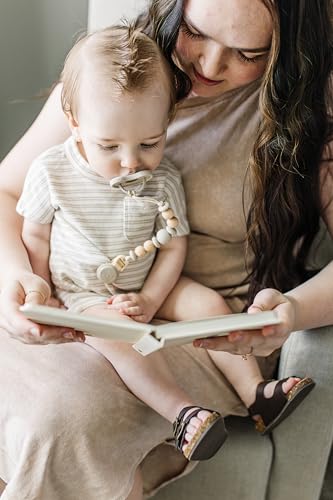 Image of Silicone Pacifier Clip - Metal-Free, Rust-Free, 100% Food-Grade Silicone and Natural Beech Wood, Secure Pacifier Holder for Babies - Cloud - Mila & Lulu