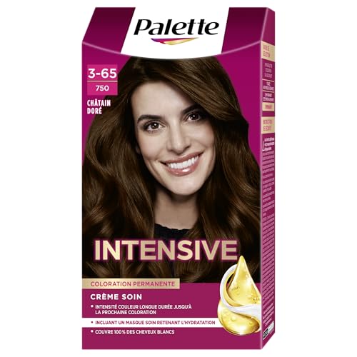 Schwarzkopf - Palette - Coloration Permanente Cheveux - Crème Soin - Couvre 100% Des Cheveux Blancs - Tenue 8 Semaines - Chatain Doré 750