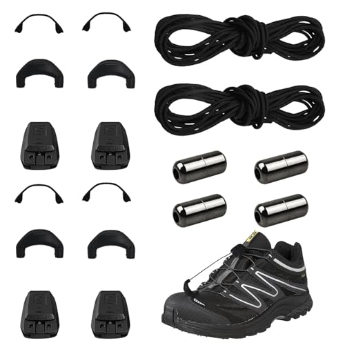 DONOONIS Schnellschnürsystem,Ohne binden Schuhbänder Ersatz für Salomon Speedcross Ski Schuhe,Laces Shoelaces Kit Ersatz für Damen Herren,Schnürsenkel-Set für Salomon,Schuhbänder Ohne Binden