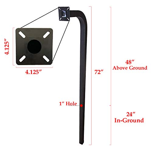 Gate Entrance Intercom Pedestal 72” In Ground Burial Heavy Duty 13” Sweep Gooseneck Mount 2 Universal Mounting Post Gate Entry 14 ga Steel for Gate Access Control Keypads and Card Readers –Eagle EG092