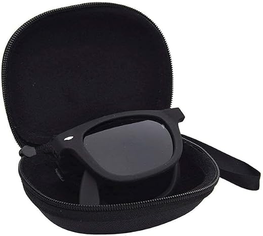 RYNOCHI Unisex Square Folding Sunglasses with UV400 Protection, Non-Polarized Black Frame Stylish,Durable, and Compact Des...
