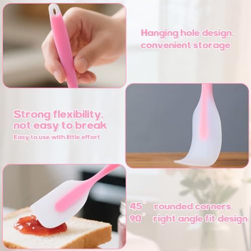 Image of 1Pcs Silicone Spatulas,Translucent Heat Resistant Flexible Non-stick Spatula,Food Grade Kitchen Essential Grip Gadgets Premium Scraper(Pink,Large)