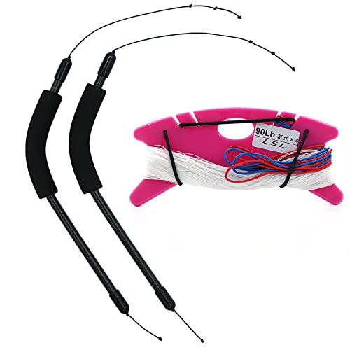 9KM DWLIFE Stunt Quad Line Kite Handles with 90lb/98ft Dyneema String 14" Carbon Fiber Professional for Adults Flying Control Tool Accessories Durable Strong Precise Control