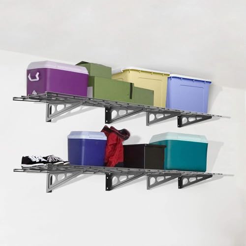 FLEXIMOUNTS 12-inch-by-72-inch Wall Shelf Garage Storage Rack Wall Mounted Floating Shelves,1x6ft,Black, 2-Pack, Classic Series - image 9
