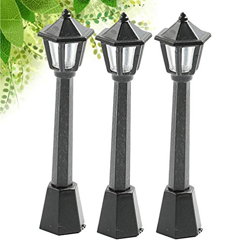 BESPORTBLE 15 peças mini postes de luzes de poste de trem de ferrovia, poste de lanterna em miniatur