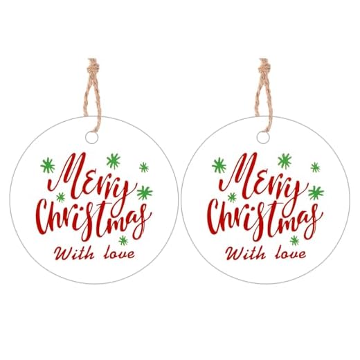 Christmas Tags,Merry Christmas with Love Tags,100PCS Round Kraft Paper Tags,Christmas Gift Wrap Label DIY Hang Tags with 100 Feet Twine